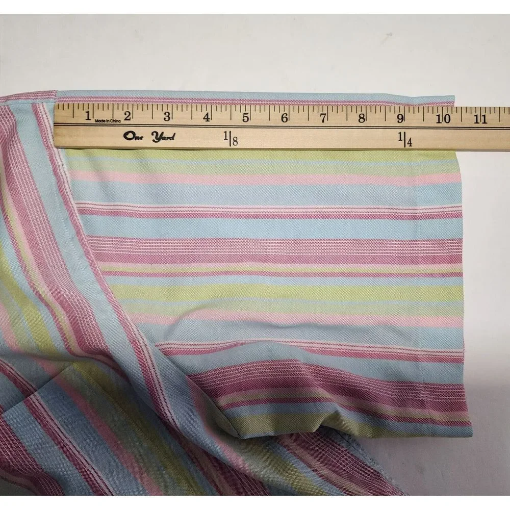 Lands End Men's Short Sleeve‎ Striped Multicolor Button Down Shirt Size L (17.5) - Picture 10 of 12
